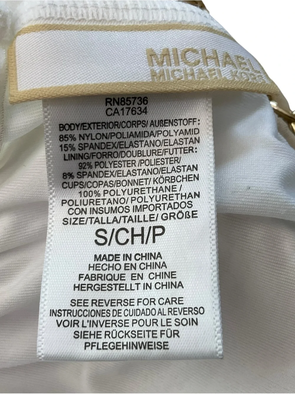 NWT Michael Kors Sand Layered Tankini Top Gold Chain Straps Size Small